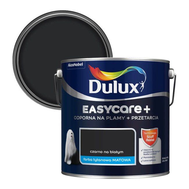 Dulux EasyCare maling sort på hvid 2,5 l