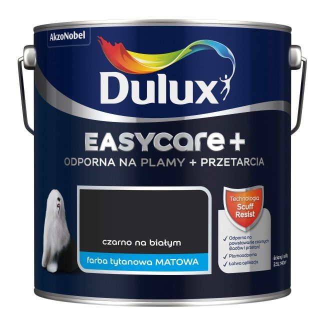 Dulux EasyCare maling sort på hvid 2,5 l
