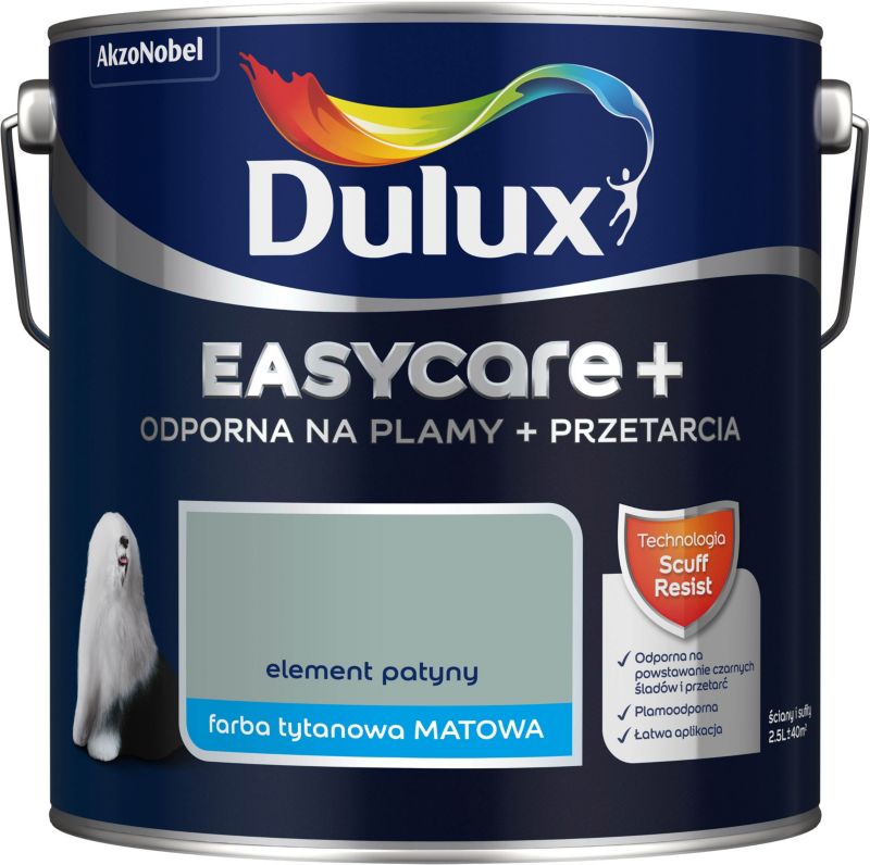 Dulux EasyCare+ maling i farven Patinaelement, 2,5 l