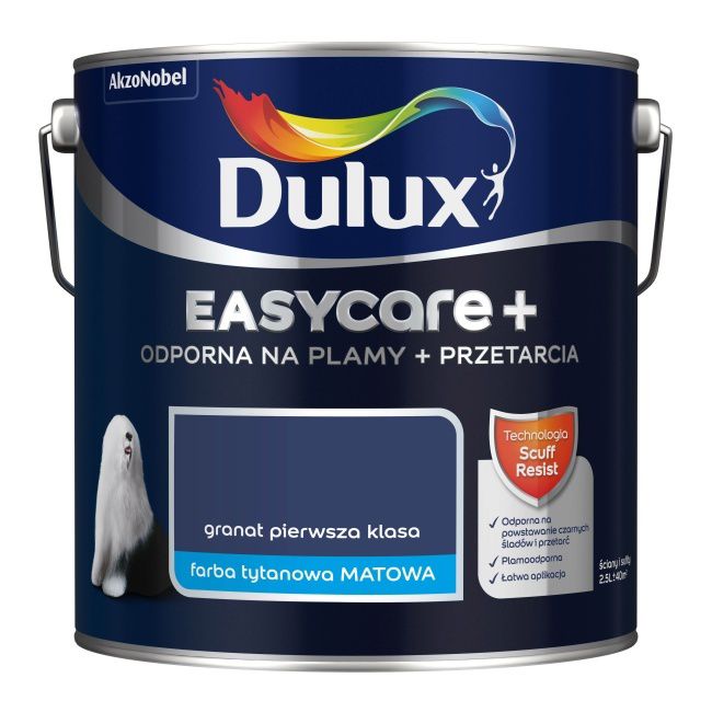 Dulux EasyCare+ maling i granat - førsteklasses, 2,5 l