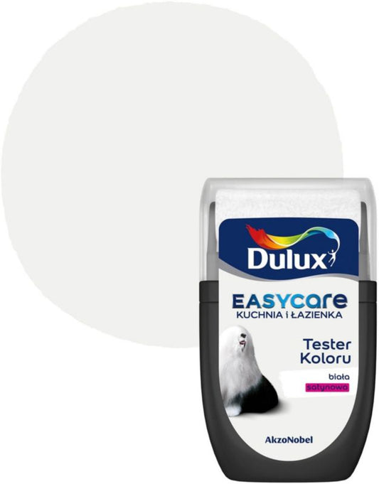 Dulux EasyCare køkken og badeværelse maling hvid satin 30 ml