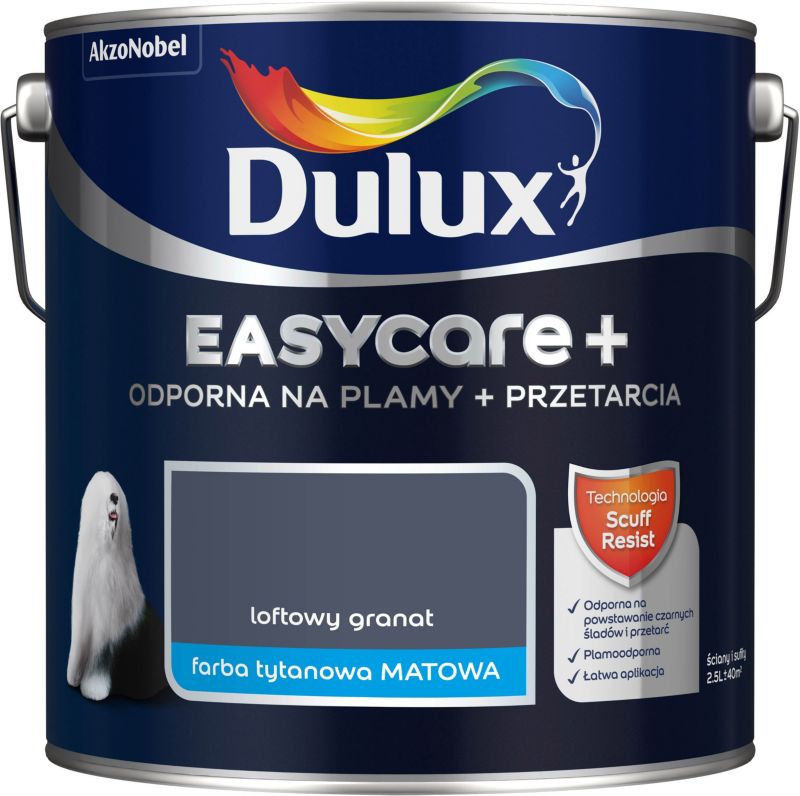 Dulux EasyCare+ maling i loftblå, 2,5 l