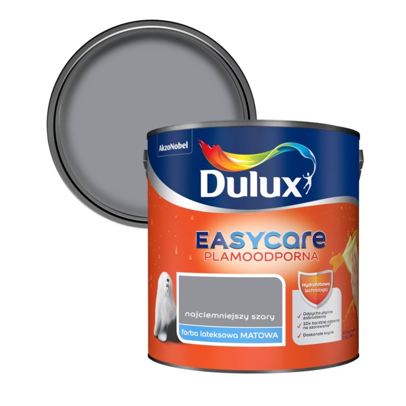 Dulux EasyCare maling i mørkeste grå 2,5 l