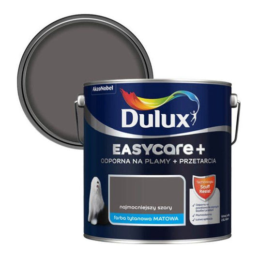 Dulux EasyCare+ maling i stærkeste grå, 2,5 l