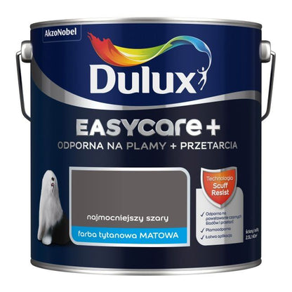 Dulux EasyCare+ maling i stærkeste grå, 2,5 l