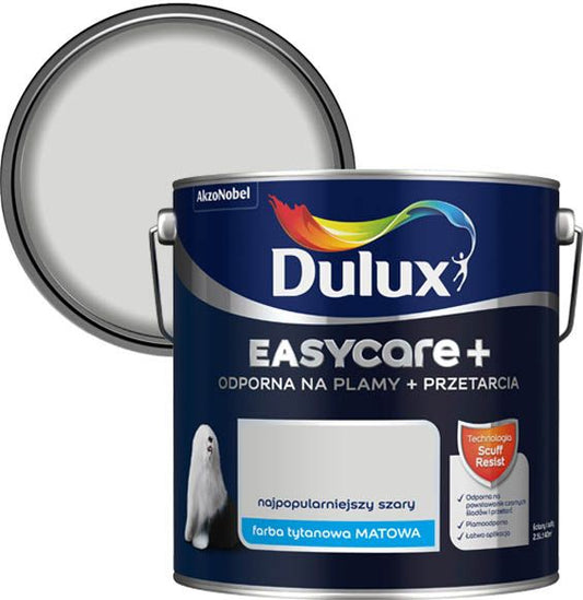 Dulux EasyCare+ maling i mest populær grå, 2,5 l