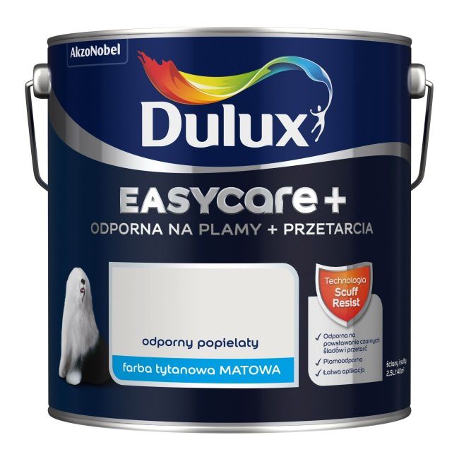 Dulux EasyCare+ maling i modstandsdygtig askeskygge, 2,5 l