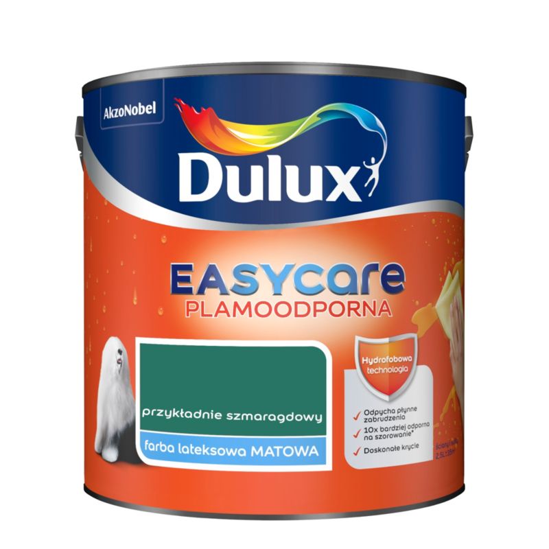 Dulux EasyCare maling i eksemplarisk smaragdgrøn 2,5 l