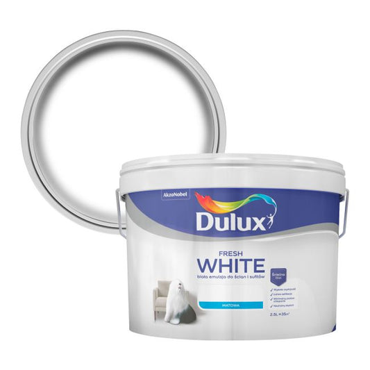 Dulux Fresh White maling 2,5 l