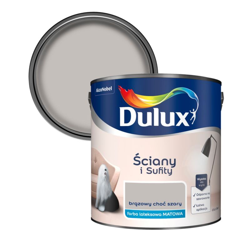 Dulux vægmaling og loftmaling brun-grå 2,5 l