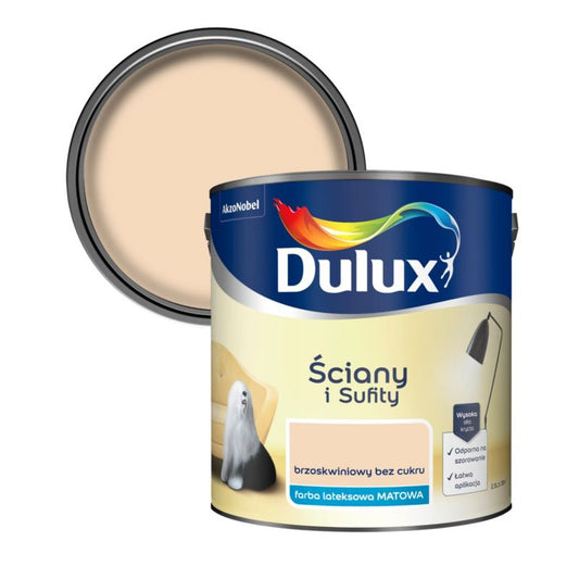 Dulux vægmaling og loftmaling i sukkerfri fersken, 2,5 l