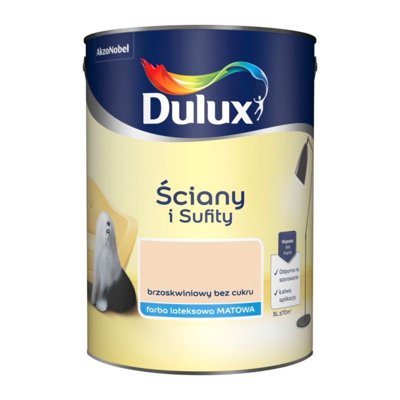 Dulux vægmaling og loftmaling sukkerfri fersken 5 l