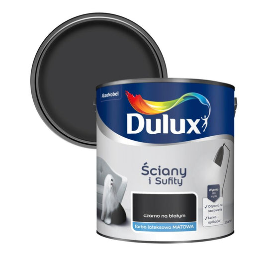 Dulux vægmaling og loftmaling sort på hvid 2,5 l