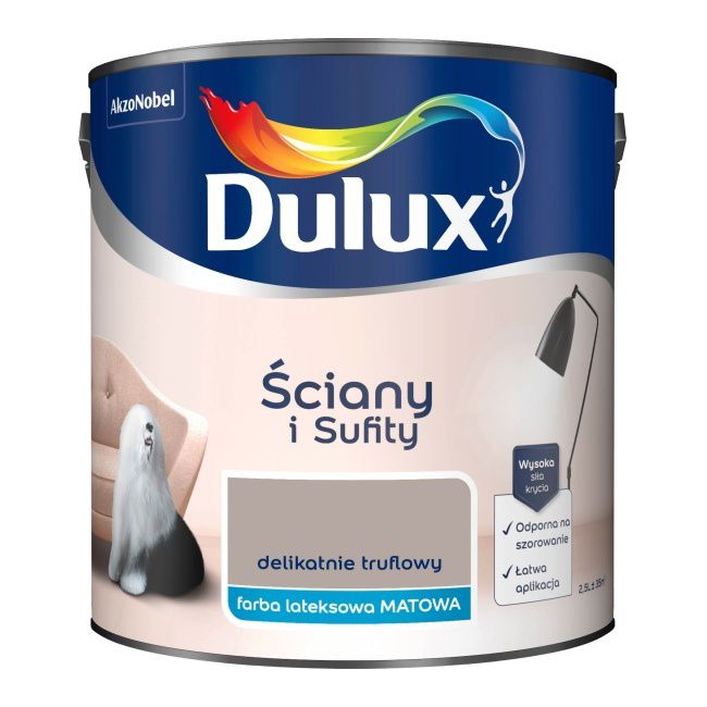 Dulux vægmaling og loftmaling i blid trøffelfarve 2,5 l