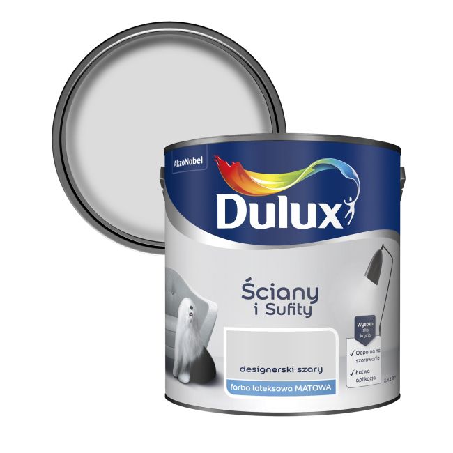 Dulux vægmaling og loftmaling i designergrå 2,5 l