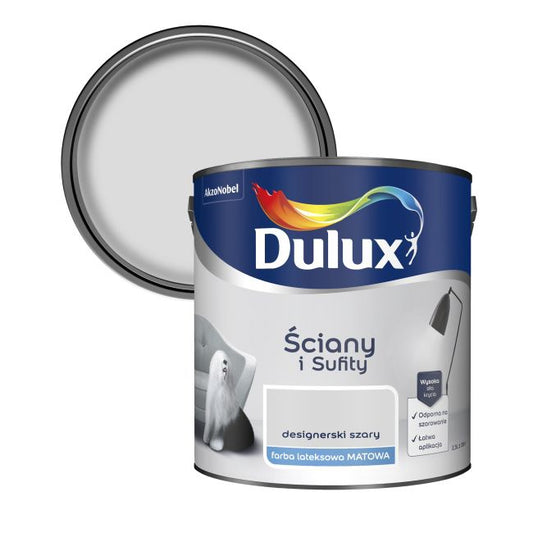 Dulux vægmaling og loftmaling i designergrå 2,5 l