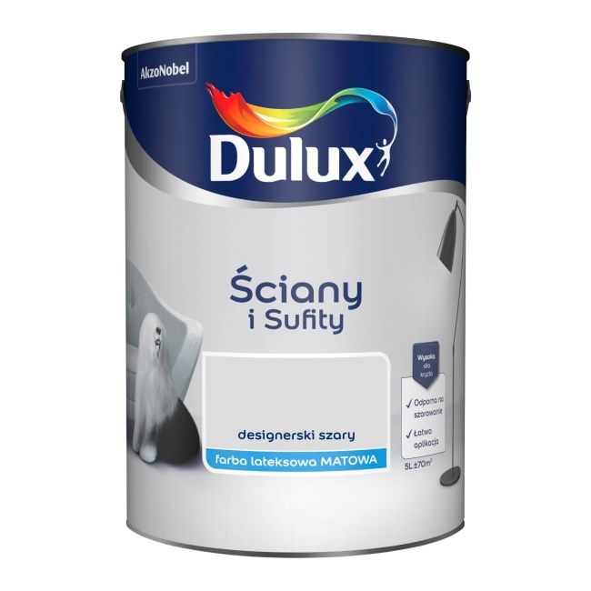 Dulux vægmaling og loftmaling designergrå 5 l