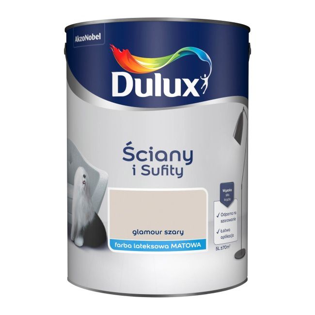Dulux glamour grå vægmaling til vægge og lofter 5 l
