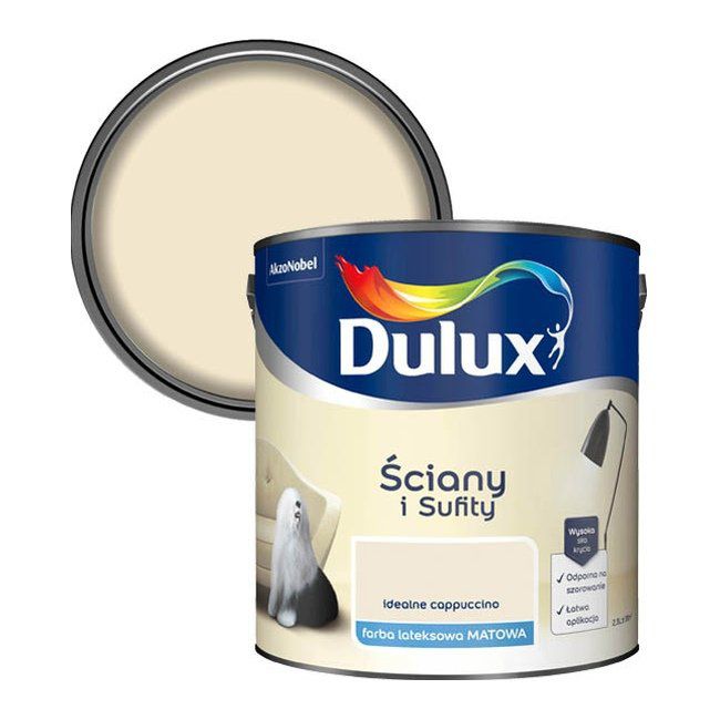 Dulux vægmaling og loftmaling i perfekt cappuccino, 2,5 l