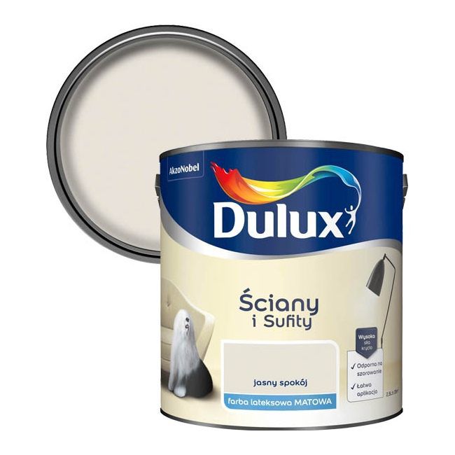 Dulux vægmaling og loftmaling i farven Lys ro 2,5 l