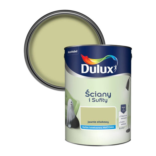 Dulux vægmaling og loftmaling i åben olivengrøn, 5 l