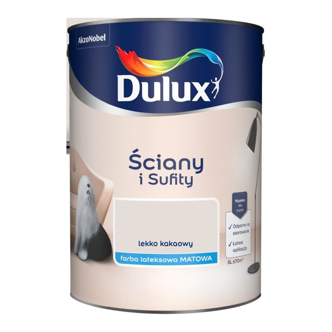 Dulux vægmaling og loftmaling let kakaofarvet 5 l
