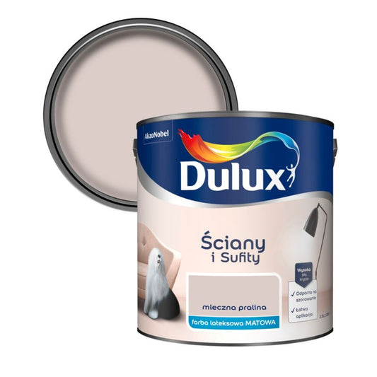 Dulux maling til vægge og lofter, mælkepralin, 2,5 l