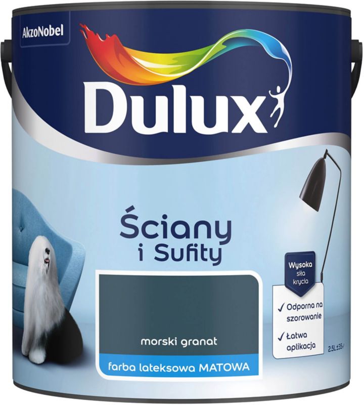 Dulux vægmaling og loftmaling i marineblå 2,5 l