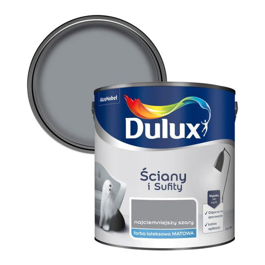 Dulux vægmaling og loftmaling i mørkeste grå 2,5 l