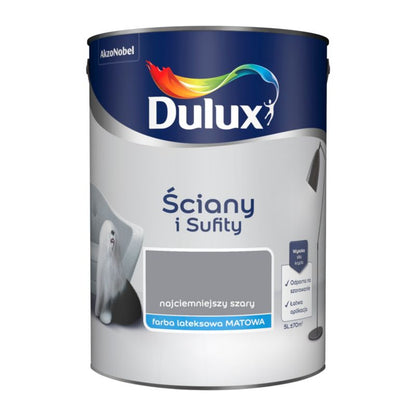 Dulux vægmaling og loftmaling i mørkeste grå 5 l