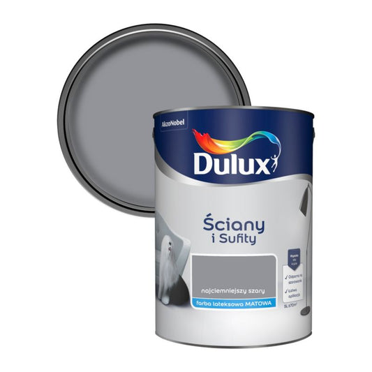 Dulux vægmaling og loftmaling i mørkeste grå 5 l
