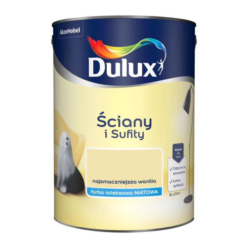 Dulux vægmaling og loftmaling i farven lækker vanilje 5 l