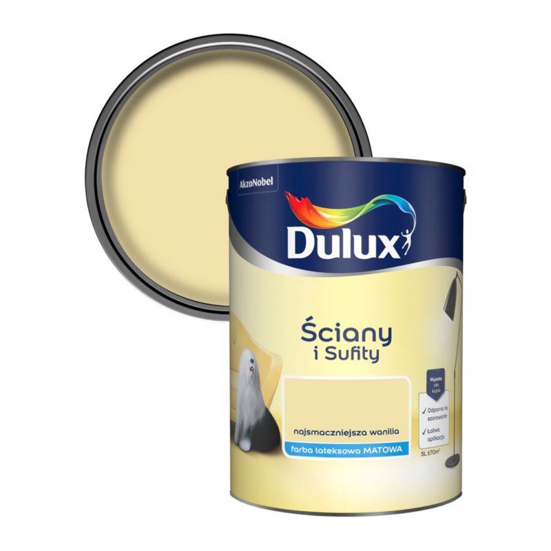 Dulux vægmaling og loftmaling i farven lækker vanilje 5 l