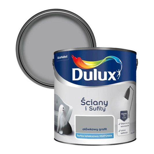 Dulux vægmaling og loftmaling i blyantsgrafit, 2,5 l