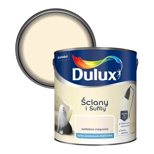 Dulux vægmaling og loftmaling dekorativ magnolia 2,5 l