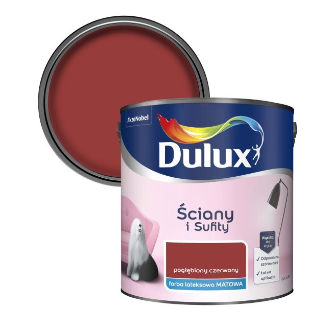 Dulux vægmaling og loftmaling dyb rød 2,5 l