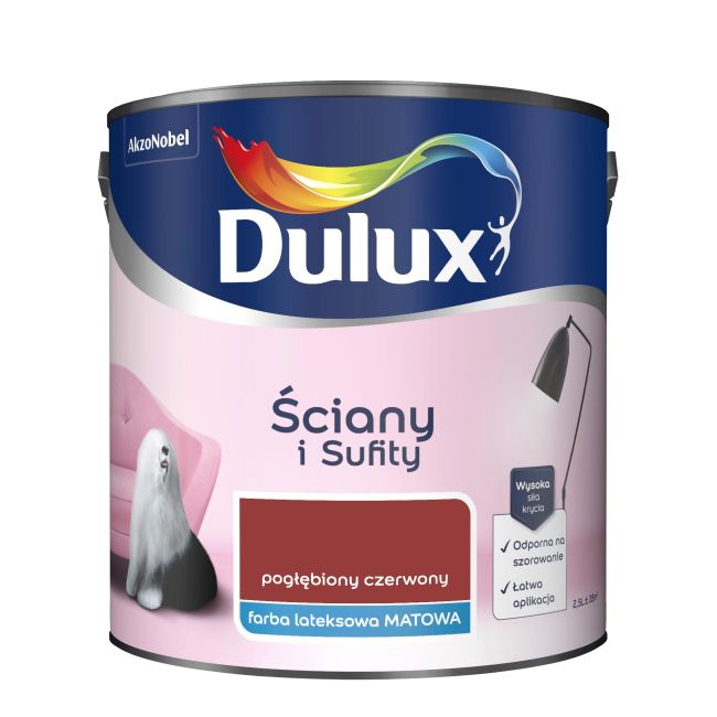 Dulux vægmaling og loftmaling dyb rød 2,5 l