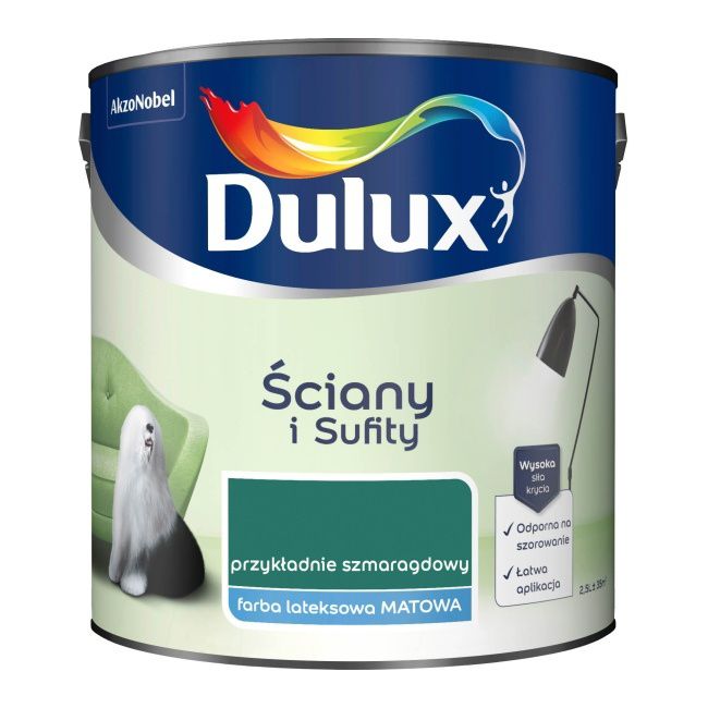 Dulux maling til vægge og lofter i eksemplarisk smaragdgrøn 2,5 l