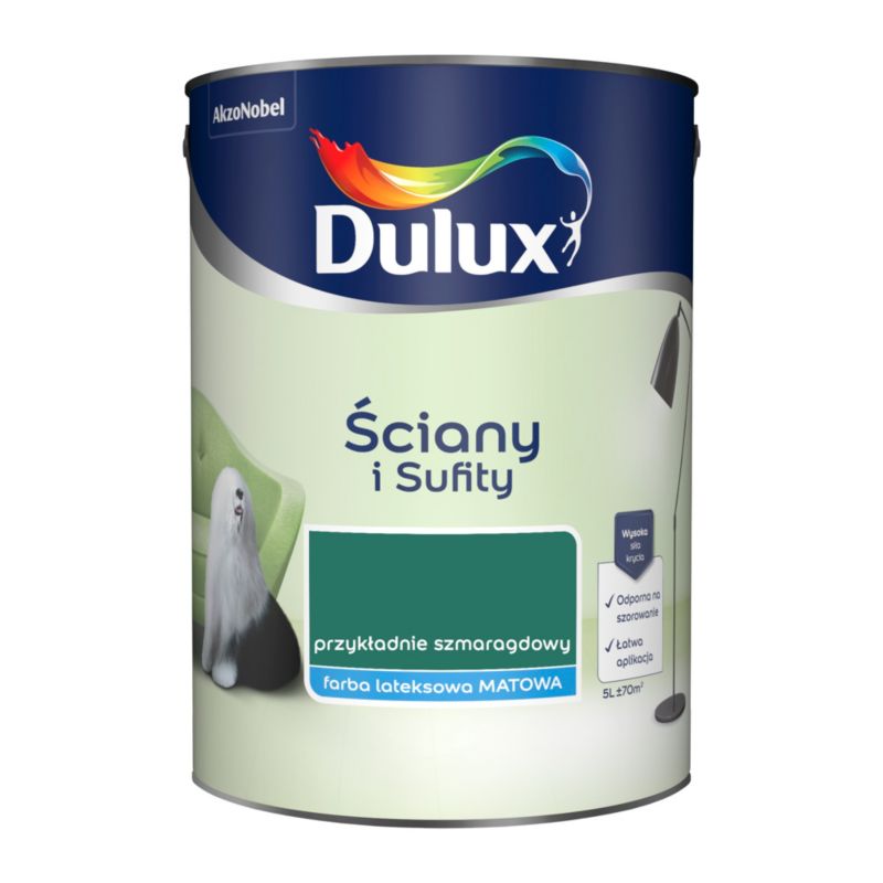 Dulux maling til vægge og lofter i eksemplarisk smaragdgrøn 5 l