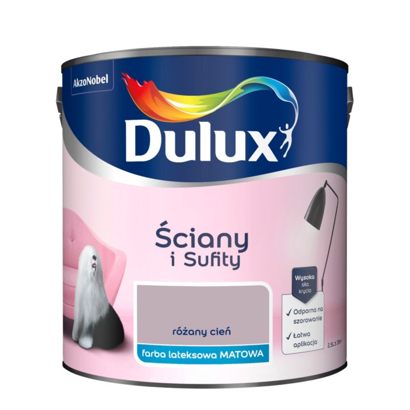 Dulux vægmaling og loftmaling i farven Rosenskær 2,5 l