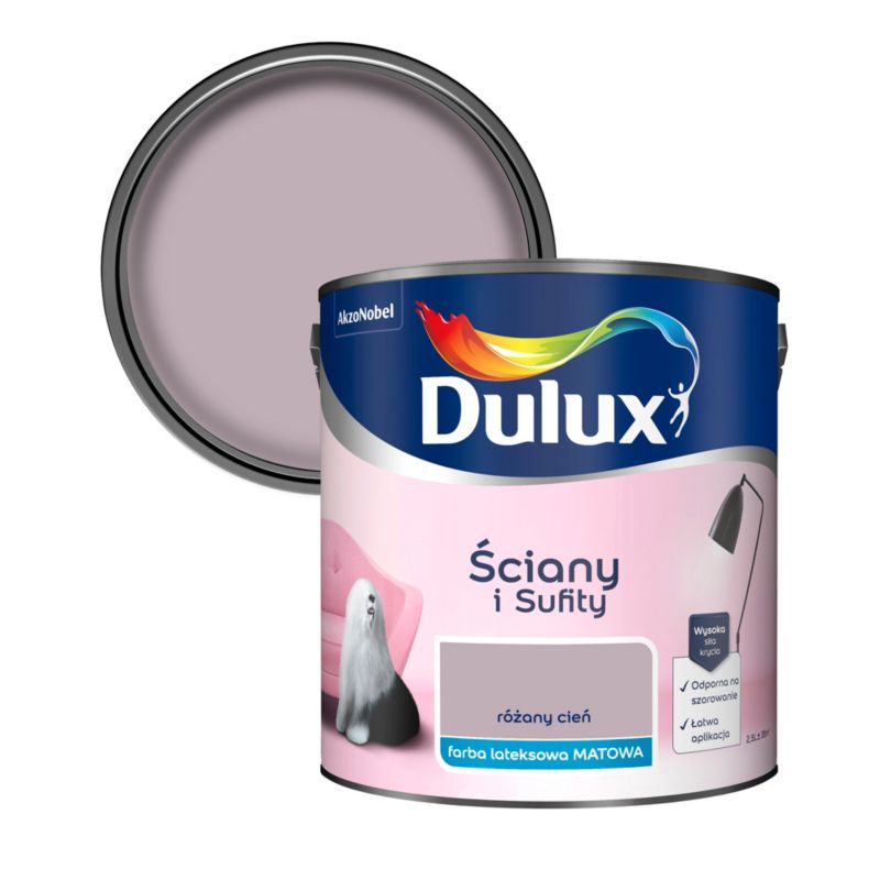 Dulux vægmaling og loftmaling i farven Rosenskær 2,5 l