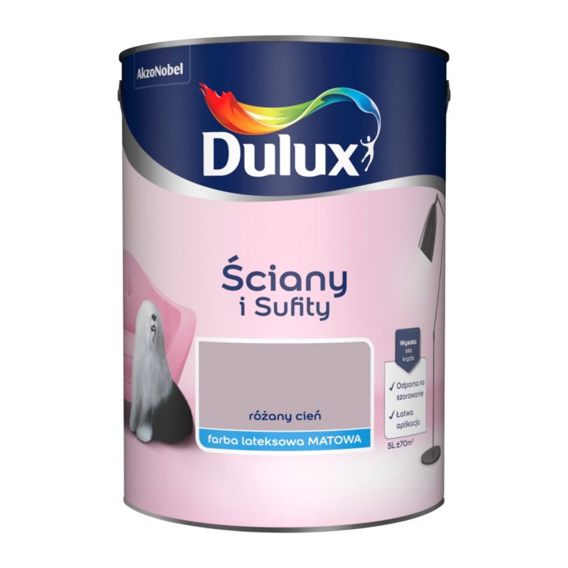 Dulux maling til vægge og lofter, rosenrød nuance, 5 l
