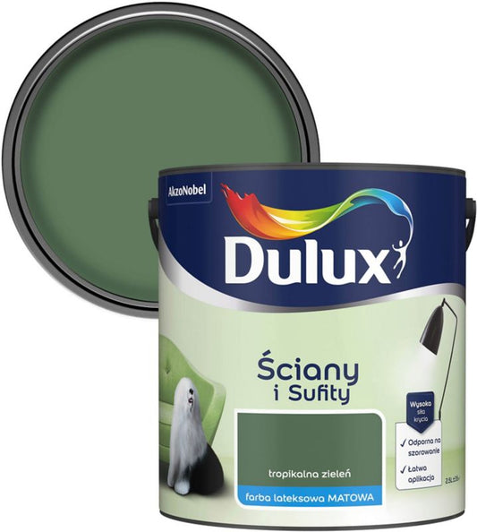 Dulux vægmaling og loftmaling tropisk grøn 2,5 l