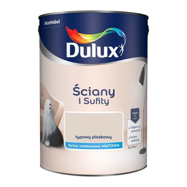 Dulux vægmaling og loftmaling i typisk sandfarve 5 l
