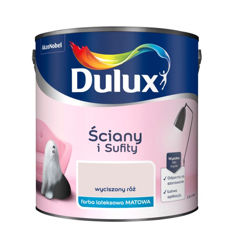Dulux vægmaling og loftmaling i afdæmpet rosa 2,5 l