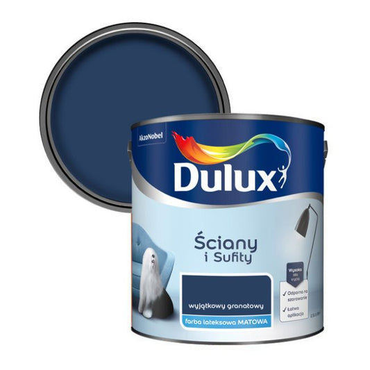 Dulux vægmaling og loftmaling i unik granatblå, 2,5 l