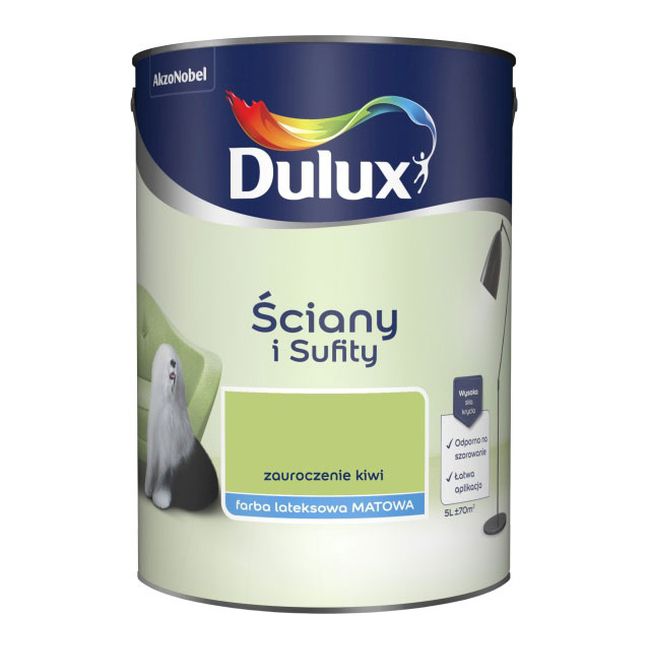 Dulux vægmaling og loftmaling i farven Kiwi-fortryllelse 5 l