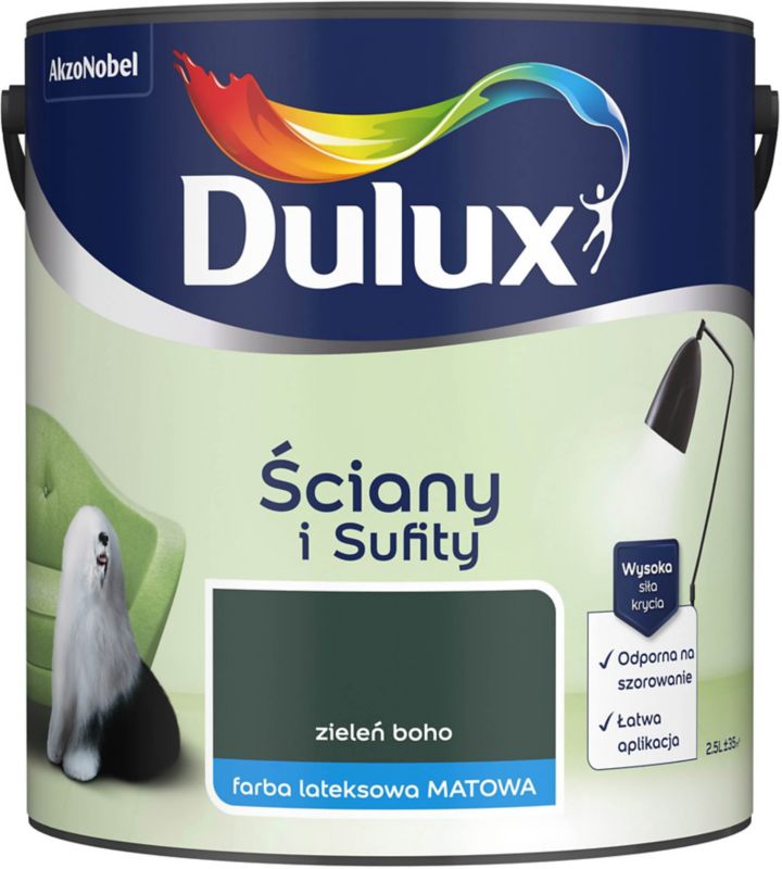 Dulux vægmaling og loftmaling i boho-grøn, 2,5 l