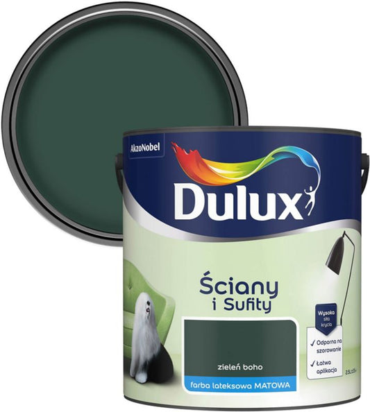 Dulux vægmaling og loftmaling i boho-grøn, 2,5 l