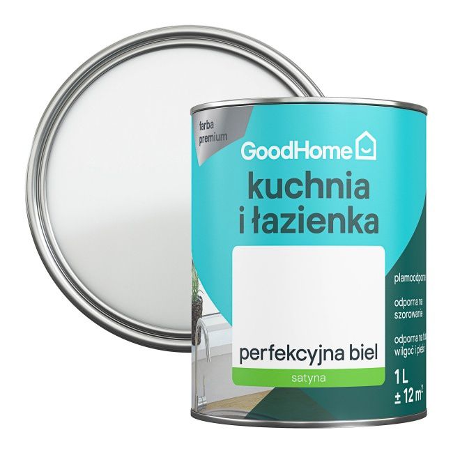 GoodHome køkken- og badeværelsesmaling hvid satin 1 l